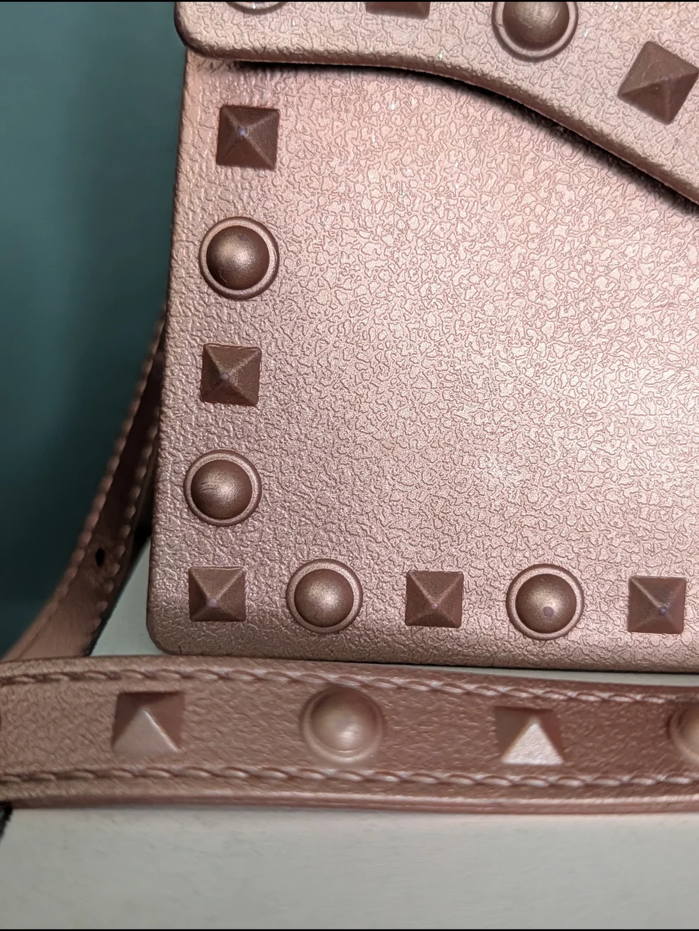 Metallic Rose Gold Studded Jelly Handbag/Crossbody Bag